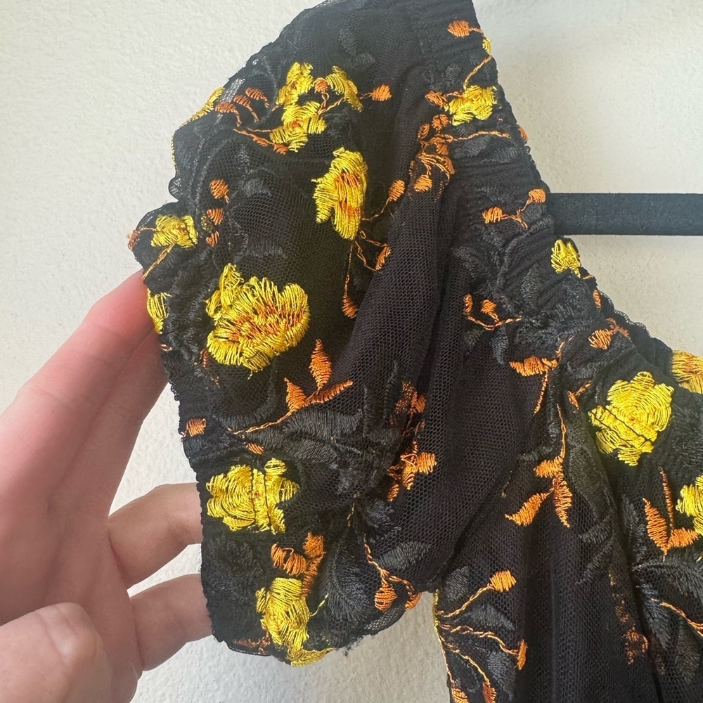 Pins & Needles Black Dress with Yellow Floral Pattern - Picture 4 of 6